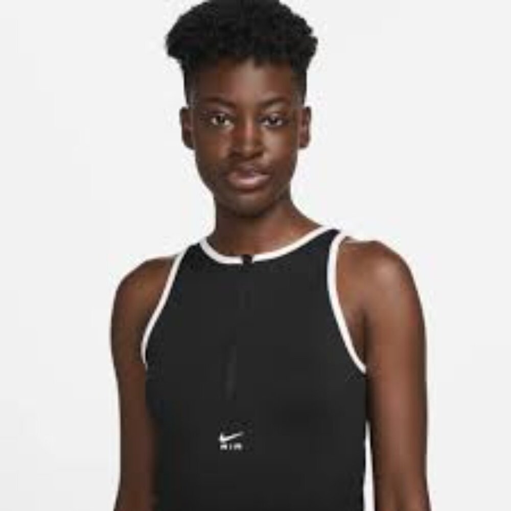 Nike Air Dri-FIT Women's 1/2-Zip Running Tank Top - Black & White - Large